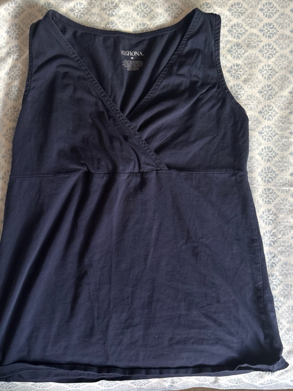 Merona Navy Sleeveless Wrap-Front Tank